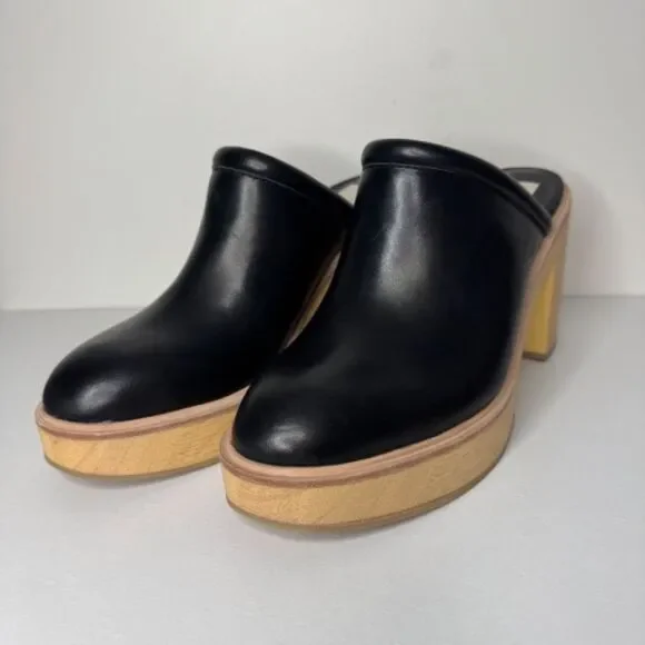 NWOB Dolce Vita Camdin Black Leather Mule Clog Platform Heel | Size 9.5 - Picture 3 of 10